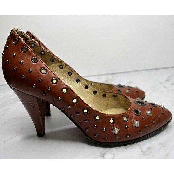 Clements Ribeiro Studded Grommet Heels Size 39 EU 9 US - Picture 1 of 16